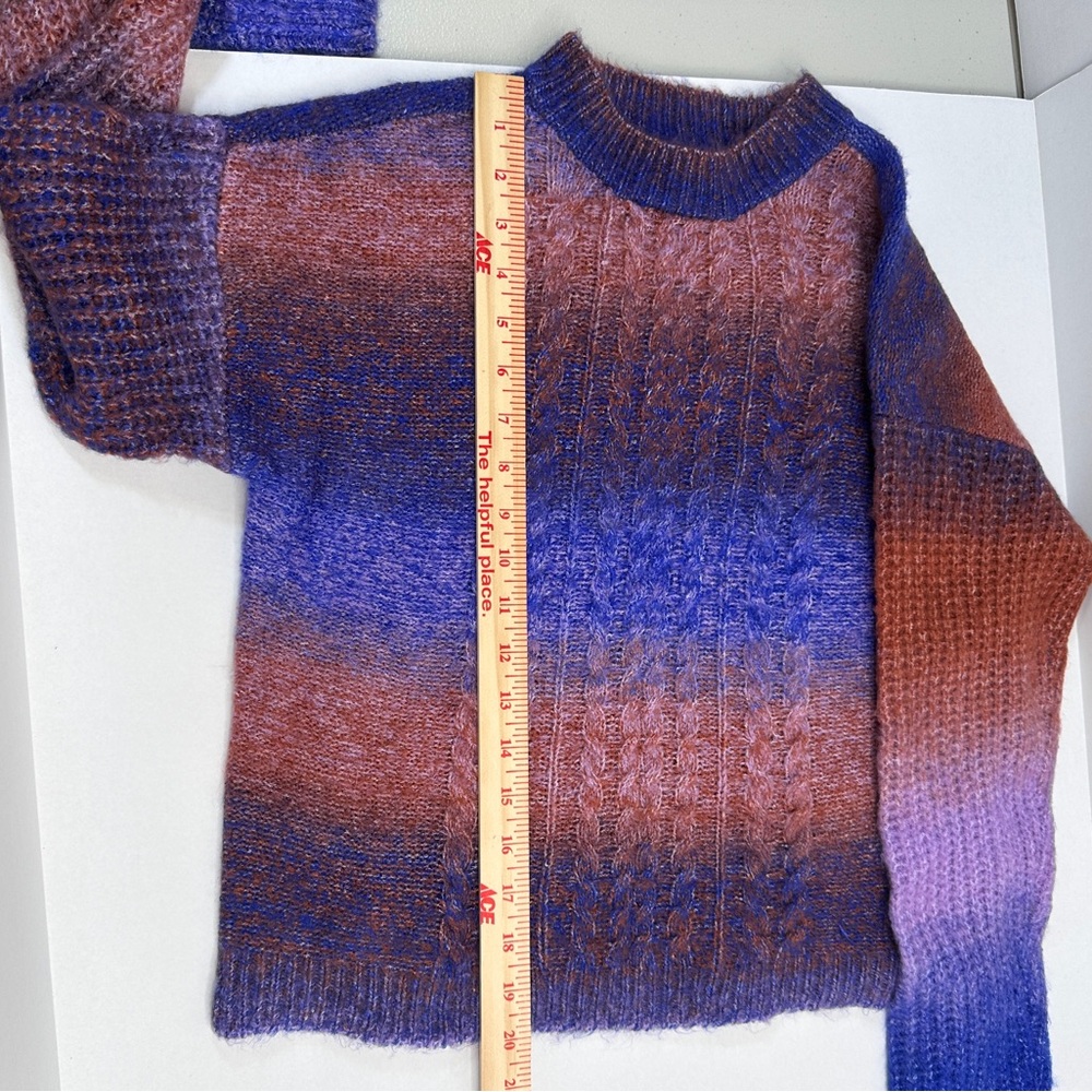 NWT Ten Sixty Sherman Crewneck Cable Knit Oversized Comfy Ombre Sweater … - Picture 5 of 10